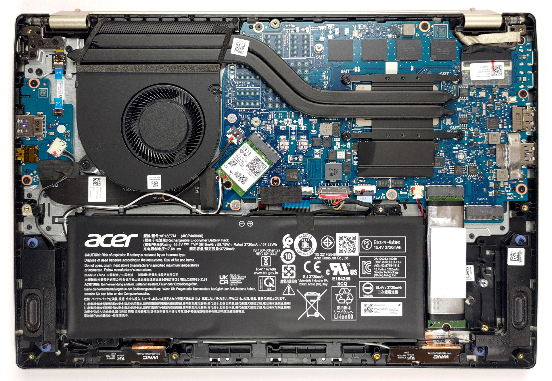 How to replace and fix Acer Swift 3 SF314-512, SF314-512T, SF314-59, SF314-71, Extensa 14 EX214-53, silver backlit US keyboard original (Acer Swift 3 OLED (SF314-71))